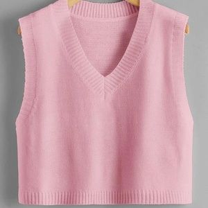 Cute Pink V-Neck Sweater Vest